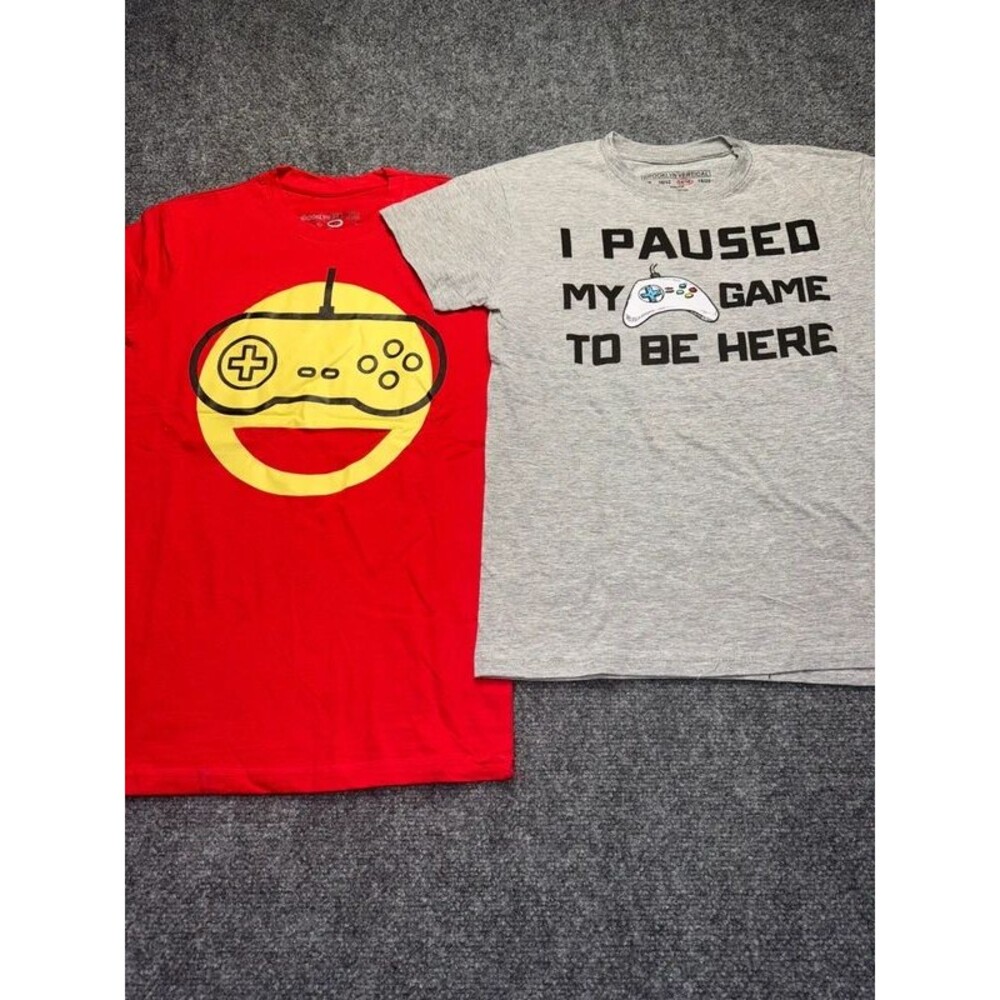 Boys 2 Pack Gaming Graphic T-Shirts Size 14/16 Red Gray